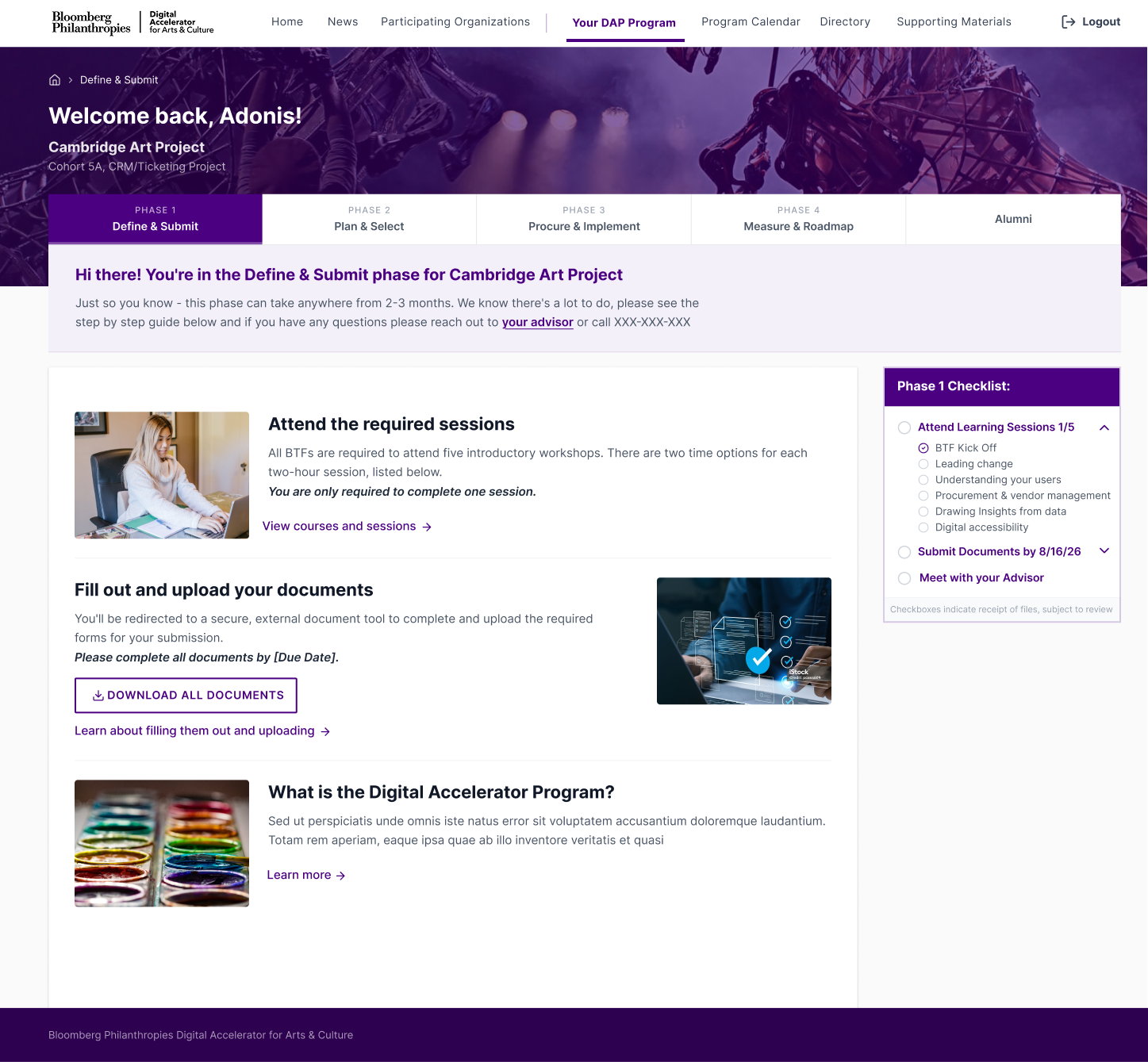 DAP Portal Dashboard