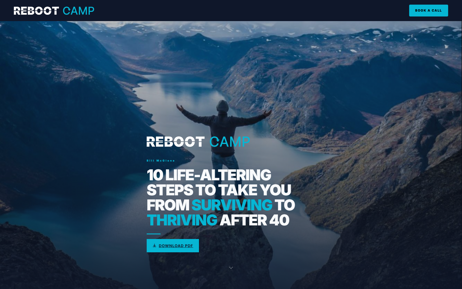 Reboot Camp web reader cover with download PDF button